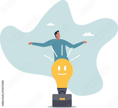 Positive thinking, optimistic mindset or good attitude to success in work, always get idea to solve any problems.about a man and his life.