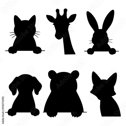 Peeking Trending Animals Silhouette Vector