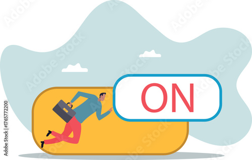 Turn on switch, paradigm shift or change to be better status, start or begin business,about a man and his life.