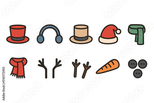 Winter-Themed Cartoon Icons Collection