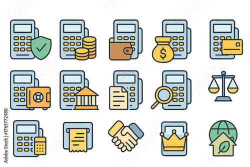 Finance-themed Calculator Icons Set