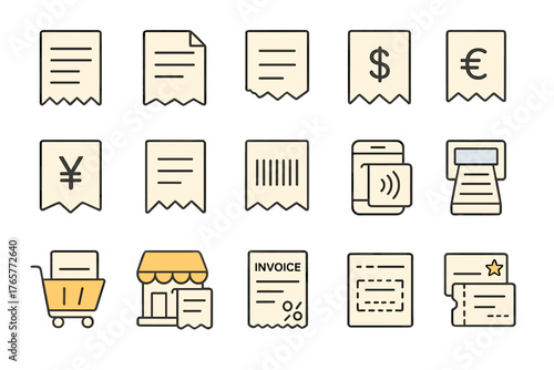 Set of Shopping and Finance Icons in Flat Style