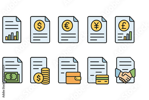 Financial Document Icons Set