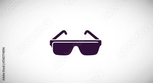 Simple, dark purple sunglasses icon on a white background. Gradiant shading