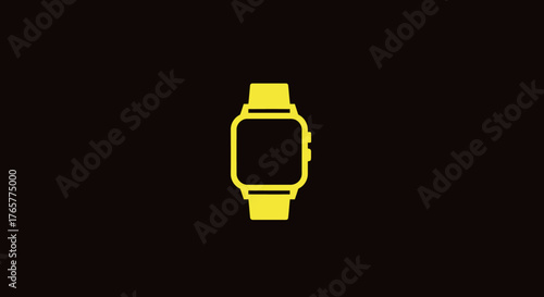 A minimalist, yellow smartwatch graphic on a black background, centered with stark contrast