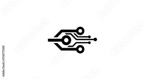 Minimalist black and white electronic circuit symbol on a white background