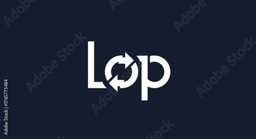 A white "Lop" text logo on a navy background with arrows integrated into the "o.