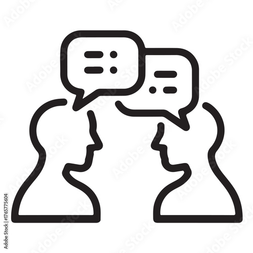 Two people talking with speech bubbles isolated on white background communication and discussion between two individuals