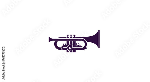 A purple brass instrument illustration, centered on a white background