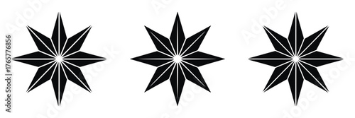 Christmas Star Silhouette Vector Set – Elegant Eight-Pointed Star of Bethlehem Icons for Holiday Decoration, Religious Nativity Design, Festive Winter Ornament and Seasonal Celebration Art