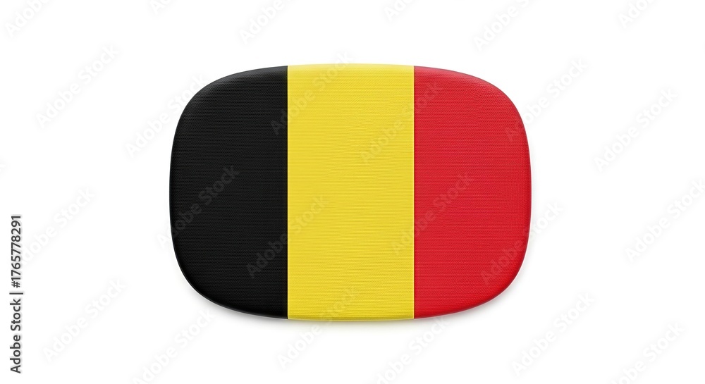 Fototapeta premium Stylized Belgian Flag Icon with Rounded Edges, Emphasizing National Colors and Modern Design