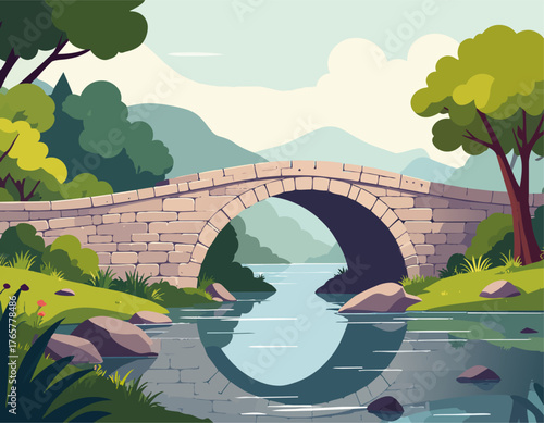 landscape city of an old stone bridge