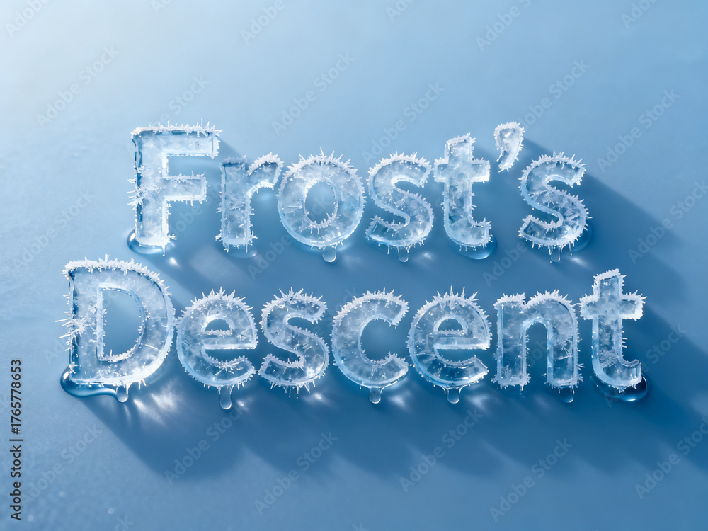 Fototapeta premium Frost's Descent: An Ice-Blue Chronicle
