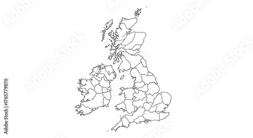 Detailed outline map illustrating the regions within the British Isles and the island of Ireland