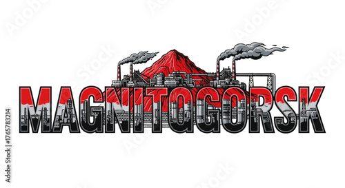 Magnitogorsk Cityscape Industrial Typography Logo