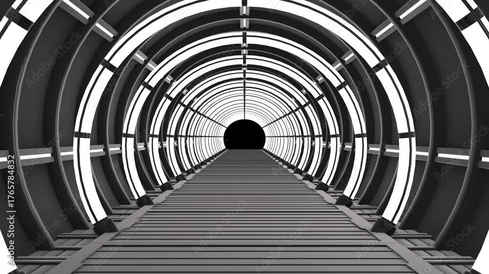 Future tunnel sci fi room with neon looping background