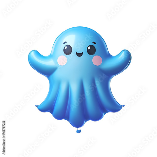 Playful Specter: A cheerful cartoon ghost floats gracefully, its bright form radiating a sense of innocent delight. This image captures the essence of spooky season with a touch of charm and whimsy.