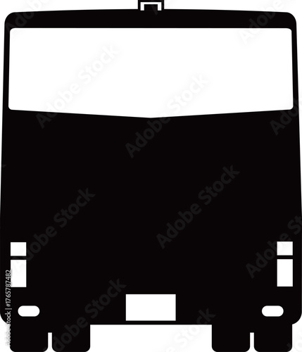 後ろから見た観光バスの白黒シルエット