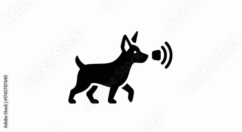Barking dog glyph icon. Minimalist pet animal sound symbol. Black silhouette vector illustration isolated on a white background