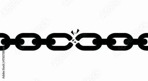 Broken chain link icon. Weakness, failure, and freedom concept. Simple flat vector illustration isolated on white background