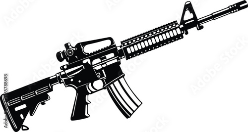 Powerful AR-15 rifle, symbol of strength, precision engineering, and tactical readiness for security or gaming concepts