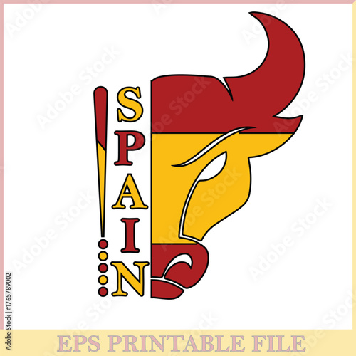 Bull Spain Vector Design , T-shirt Print Design , EPS File