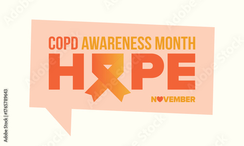 COPD Awareness Month in November. Chronic Obstructive Pulmonary Disease. Celebrated annual in United States. Medical health care and awareness design. Poster, card, banner and background. Vector