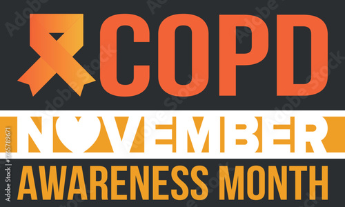 COPD Awareness Month in November. Chronic Obstructive Pulmonary Disease. Celebrated annual in United States. Medical health care and awareness design. Poster, card, banner and background. Vector