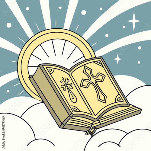 Bible and halo illustration
