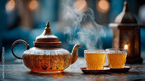 Traditional Moroccan Mint Tea with Lantern