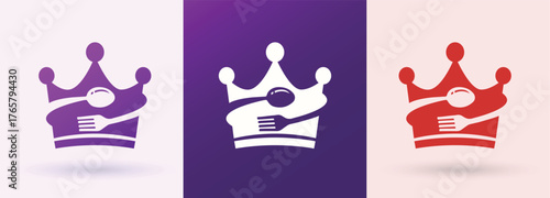 Crown Spoon Fork Food Royal Logo For Restaurant Brand Identity Modern Minimal Design Template Icon


