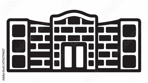 Striking modern building silhouette with clean lines and bold windows offers a professional architectural statement for diverse commercial uses