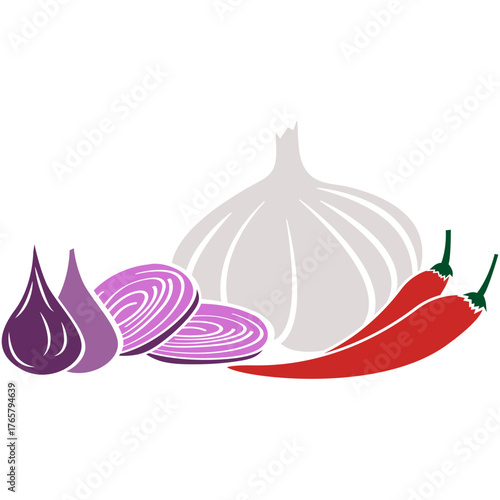Garlic Onion Chili Cooking Ingredients