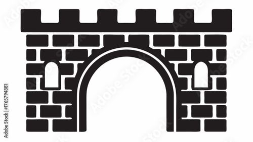 Iconic medieval castle gate with arched entrance and crenellated battlements symbolizing strength and history