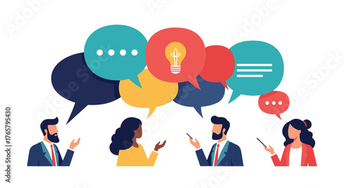 Diverse group of people exchanging ideas and thoughts in a discussion.