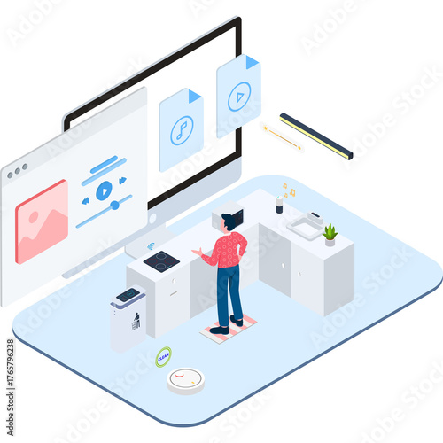 Foto Digital Illustration of a Person Interacting with a Computer Interface Showing C