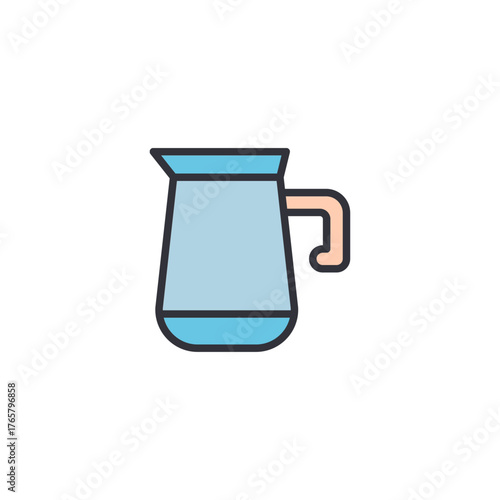 Flat icon of a water jug, representing kitchen equipment, beverage preparation, and serving utensil for tea or coffee.