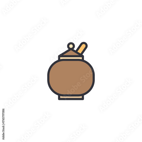 Vector illustration of a clay pot for tea, representing traditional brewing, natural drink, and rustic beverage culture.