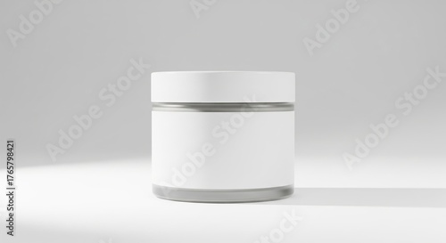 Wallpaper Mural Minimalist White Jar with Blank Label on a Clean Background. Torontodigital.ca