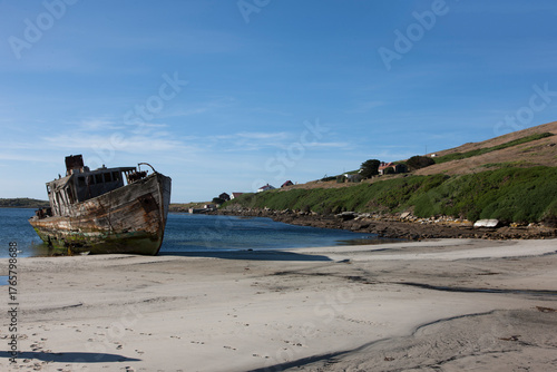 Falkland Islands landscape on a cloudy winter day
