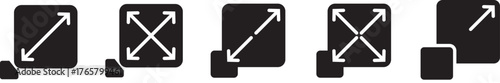 maximize and minimize icons. expanding arrow. Size scale expand icon symbol. Expand icon vector set full screen