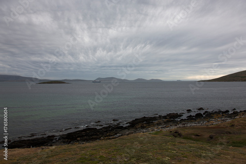 Falkland Islands landscape on a cloudy winter day