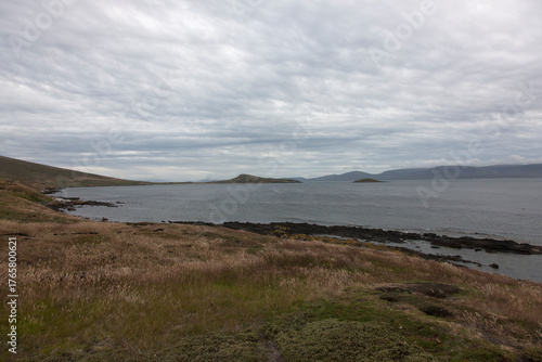 Falkland Islands landscape on a cloudy winter day