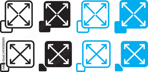 maximize and minimize icons. expanding arrow. Size scale expand icon symbol. Expand icon vector set full screen