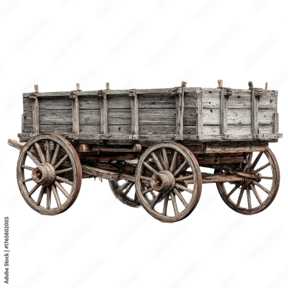 Obraz premium A wooden wagon with a wooden wheel