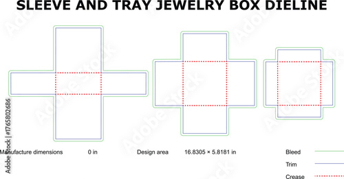 Sleeve and Tray Jewelry Box Dieline — Elegant Packaging Template