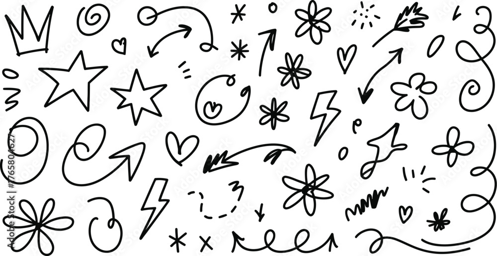 Obraz premium Hand drawn doodle elements sketch illustration