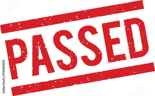 A red passed stamp with distressed texture