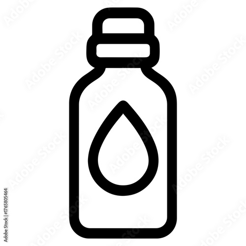 Reusable bottle outline with droplet inside icon on transparent background — representing sustainable hydration, eco-friendly water bottle, or refillable beverage container.
