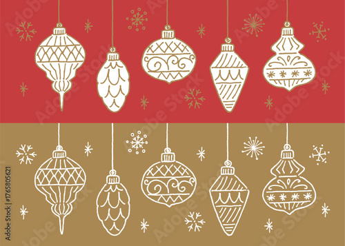 手描きのペン画のオーナメント